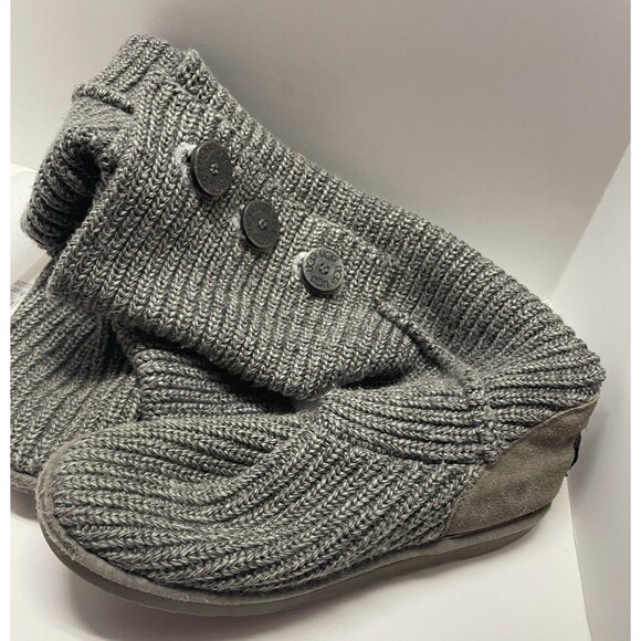 UGG Classic Cardy Winter Boots Womens 11 Gray Sweater Fold Over tall soft - Picture 6 of 10